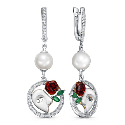 Серьги с английским замком из белого золота с бриллиантами