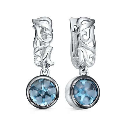 Серьги с английским замком из серебра с ситалами