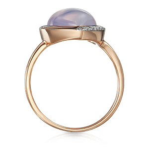 Кольцо из красного золота с аметистом, бриллиантами