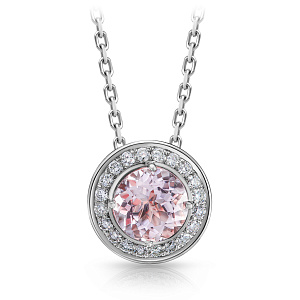 Колье из белого золота с бриллиантами, морганитом, плетение якорное