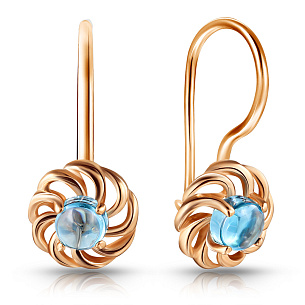 Серьги детские из красного золота с фианитом