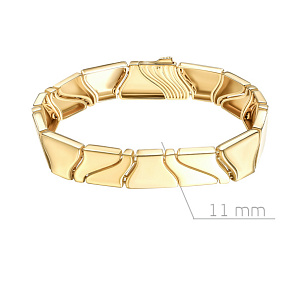 Браслет жесткий из серебра с позолотой