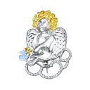 Брошь из серебра с фианитами