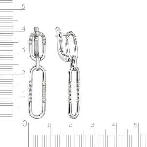 Серьги с английским замком из белого золота с бриллиантами