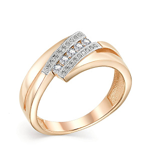 Кольцо из красного золота с бриллиантом