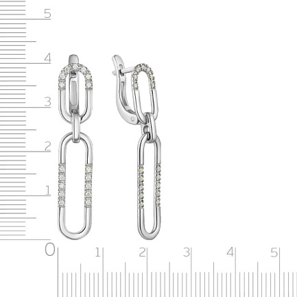 Серьги с английским замком из белого золота с бриллиантами