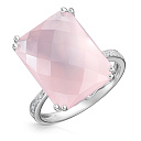 Кольцо из белого золота с бриллиантами, кварцем