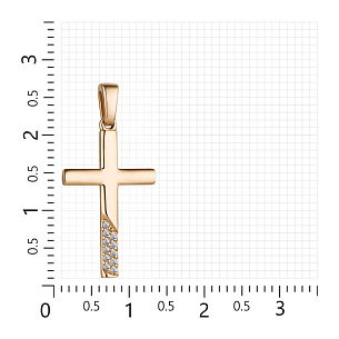 Крест декоративный из красного золота с бриллиантами