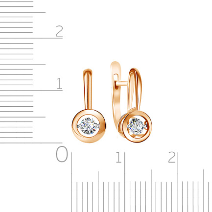 Серьги с английским замком из красного золота с бриллиантами