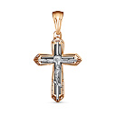 Крест из красного золота с фианитом