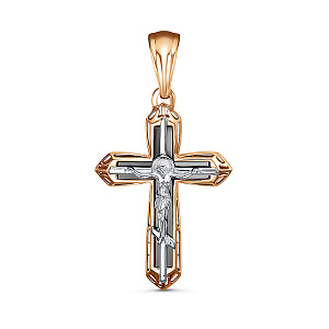 Крест из красного золота с фианитом