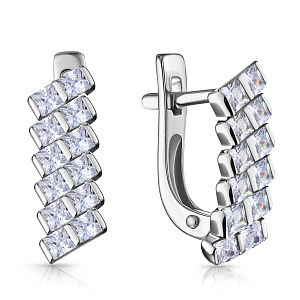 Серьги с английским замком из серебра с фианитом