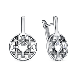 Серьги с английским замком из серебра с фианитом