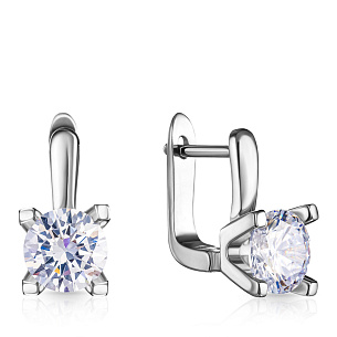 Серьги с английским замком из серебра с фианитом