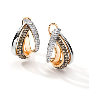 Серьги с английским замком из красного золота с бриллиантом