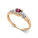 Кольцо из красного золота с бриллиантами, рубином