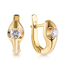 Серьги с английским замком из желтого золота с бриллиантами