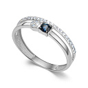 Кольцо из белого золота с бриллиантами, сапфиром