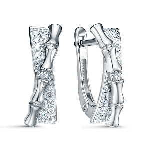 Серьги с английским замком из белого золота с бриллиантом