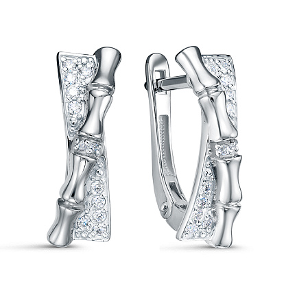 Серьги с английским замком из белого золота с бриллиантами