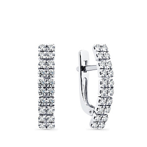 Серьги с английским замком из белого золота с бриллиантами