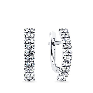 Серьги с английским замком из белого золота с бриллиантом