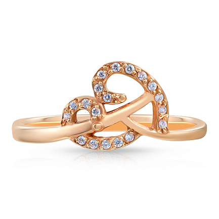 Кольцо из красного золота с фианитом