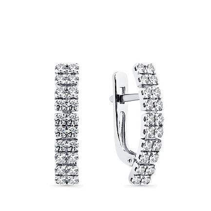 Серьги с английским замком из белого золота с бриллиантами