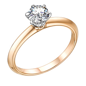 Кольцо из красного золота с бриллиантом