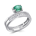 Кольцо из белого золота с бриллиантами, изумрудом