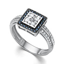 Кольцо из белого золота с бриллиантами, сапфирами