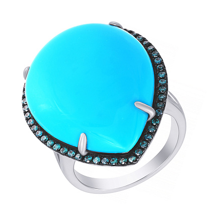 Кольцо из белого золота с бирюзой