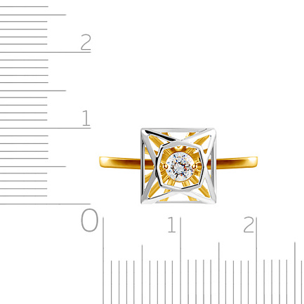 Кольцо из желтого золота с фианитом