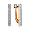 Серьги с английским замком из красного золота с фианитами