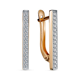 Серьги с английским замком из красного золота с фианитом