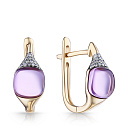 Серьги с английским замком из желтого золота с бриллиантами