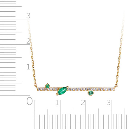 Колье из желтого золота с бриллиантами, изумрудом, плетение якорное