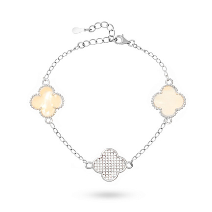 Браслет декоративный из серебра с перламутром