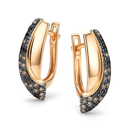 Серьги с английским замком из красного золота с бриллиантами