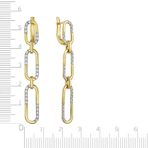 Серьги с английским замком из желтого золота с бриллиантами