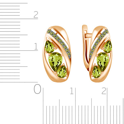 Серьги с английским замком из красного золота с фианитом