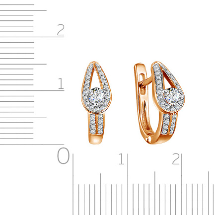 Серьги с английским замком из красного золота с бриллиантами