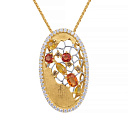 Подвеска из желтого золота с бриллиантами, сапфирами