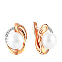 Серьги с английским замком из красного золота с жемчугом