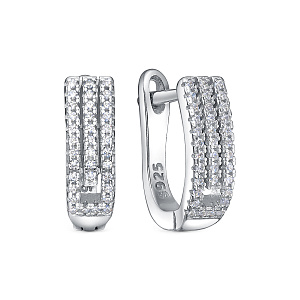 Серьги с английским замком из серебра с фианитами