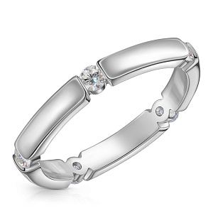 Кольцо обручальное из белого золота с бриллиантами