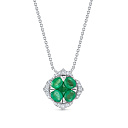 Колье из белого золота с бриллиантами, изумрудом