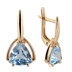 Серьги с английским замком из красного золота с топазами