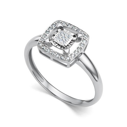 Кольцо из белого золота с бриллиантами