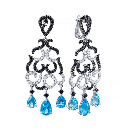 Серьги с английским замком из белого золота с бриллиантами